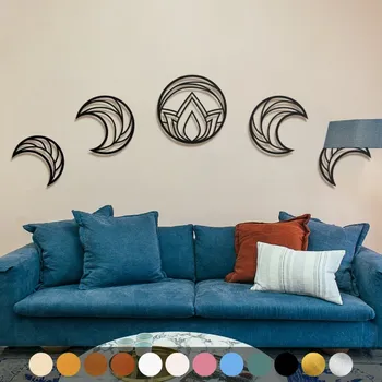 Obraz WoodenPuzzle.cz Dřevěný obraz - Fáze měsíce Barva: Stříbrná, Velikost: M