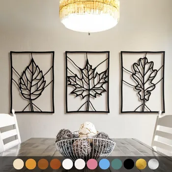 Obraz WoodenPuzzle.cz Dřevěný obraz - Podzimní listí Barva: Zelená, Velikost: M