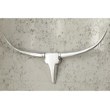 Obraz Extravagantní dekorační lebka Bull 75cm stříbrná