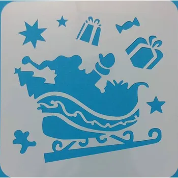 Plastová šablona mix 13x13cm - Santa na saních