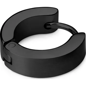 Náušnice Plochá černá náušnice kroužek - Lucleon