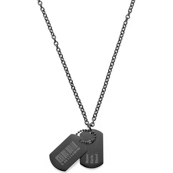 Náhrdelník Černý náhrdelník s psí známkou s čárovým kódem - Lucleon