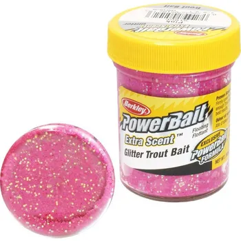 Nástraha Berkley - Power Bait Extra Scent - Pstruhové Těsto - Růžová + Glitter 50g
