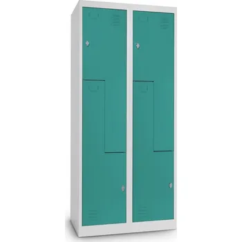 Šatní skříň Kovová šatní skříňka Z, 80 x 50 x 180 cm, otočný zámek, zelená - RAL 6033
