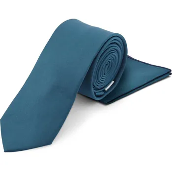 Kravata Benzínově modrá sada kravaty a kapesníčku do saka - Trendhim