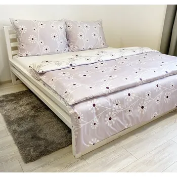 Povlečení Povlečení bavlněný satén fialové a bílé květy Harmonia rozměr povlečení cm: 220x200,2 ks 70x90