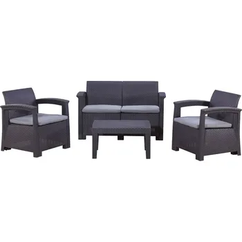 Zahradní sestava Zahradní stolová sestava Noel - 4 místa, černá