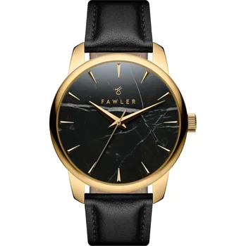 Hodinky Beleza | Hodinky z nerezové oceli zlaté barvy s černým mramorovým číselníkem - Fawler