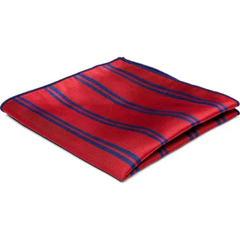 Látkový kapesník Červený hedvábný kapesníček do saka s dvojitým navy proužkem - Trendhim