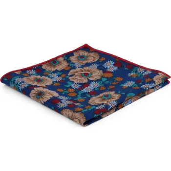 Kravata Retro modrý květinový kapesníček do saka - Tailor Toki