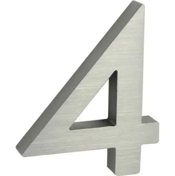 Domovní cedule Domovní číslo 4", RN.100LV, broušené, stříbrná"