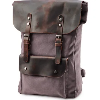 Sportovní batoh Grafitový batoh z&nbsp;plátna a kůže ve vintage stylu - Delton Bags