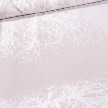 Dekorační závěs, lesklý vzor stromů v pruzích, béžová, šířka 140cm (látka v metráži)