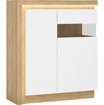 Komoda Komoda LYOV04P, dub riviéra/bílá s extra vysokým leskem, LEONARDO