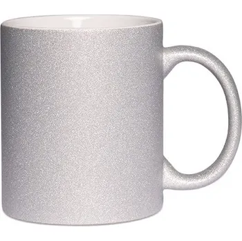 Třpytivý hrnek 330 ml s vlastním potiskem Barva: Stříbrná