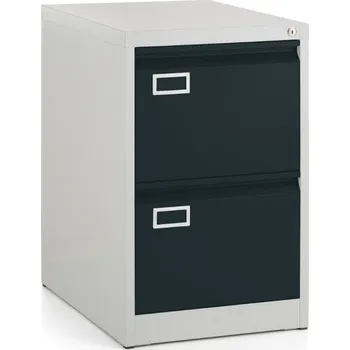 Kartotéka Kovová kartotéka A4 - 2 zásuvky, 45,5 x 62 x 71,5 cm, cylindrický zámek, antracitová - ral 7016