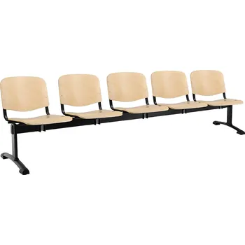 Dřevěná lavice ISO, 5-sedák - černé nohy, buk