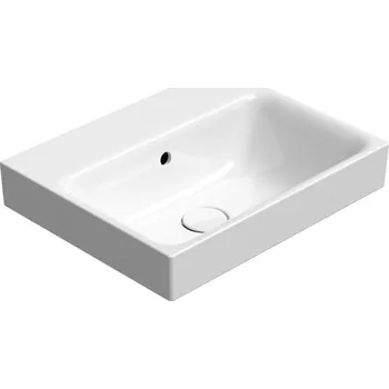 Umyvadlo NUBES keramické umyvadlo 50x40cm, broušená spodní hrana, bez otvoru, bílá ExtraGlaze