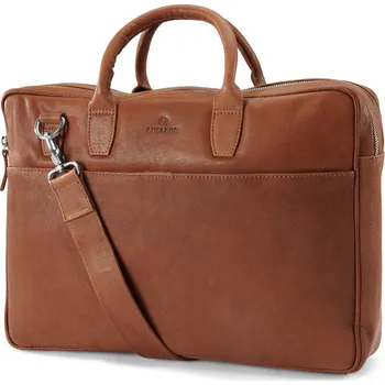 Pánská aktovka Cambodia Executive světle hnědá kožená taška se dvěma zipy - Lucleon