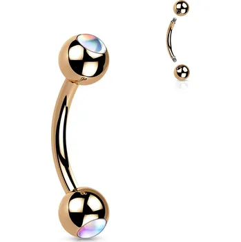 Piercing Atreya Ocelový banánek s iridescent kamenem Barva: rosegold/čirá