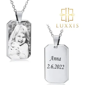 Přívěsek Cinanka Luxxis Octagon Vysoce leštěný ocelový přívěsek s řetízkem Tag