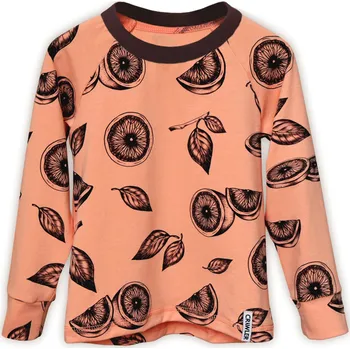Dívčí oblečení Crawler Organická bavlna tričko dlouhý rukáv dětské Citrony hnědý lem Velikost: 92-98/104