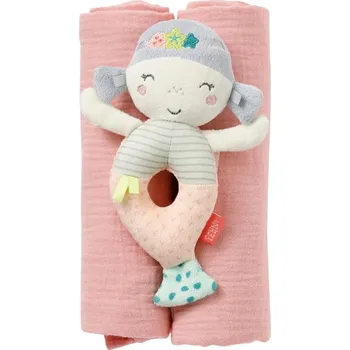 Hrací deka Baby Fehn Chrastítko a 2ks mušelinových plenek mořská panna ChildernOfTheSea mp