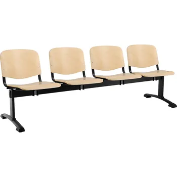 Dřevěná lavice ISO, 4-sedák - černé nohy, buk