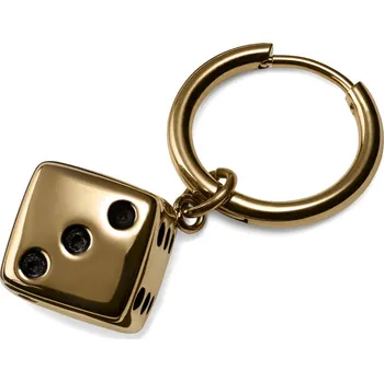 Náušnice Ocelová náušnice kroužek zlaté barvy s kostičkou - Lucleon