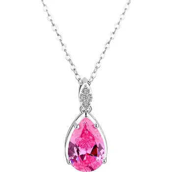 Řetízek Olivie Stříbrný náhrdelník RŮŽOVÁ KAPKA 8470 Ag 925; ≤3,7 g.
