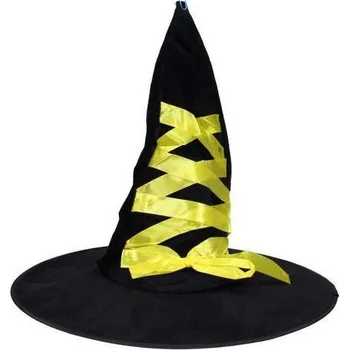 Karnevalový kostým Wiky Set karneval - čarodějnický klobouk 44x38 cm Žlutý