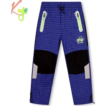 Chlapecké kalhoty Chlapecké outdoorové plátěné kalhoty Kugo FK7601, modré (dětské bavlněné kostkované kalhoty)