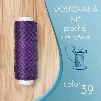 Nit Voskovaná nit 0,8mm PLOCHÁ cívka 30m barva č.39 Purple
