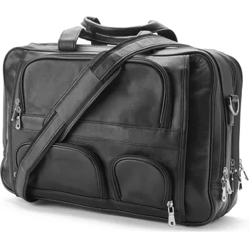 Černá kožená multifunkční taška přes rameno na notebook - Delton Bags