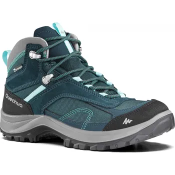 Dámská sportovní obuv QUECHUA Dámské turistické polovysoké nepromokavé boty MH 100 39 MODRÁ|ZELENÁ