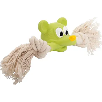 Hračka pro psa Hlava myšky s bavlněnou činkou a pískátkem