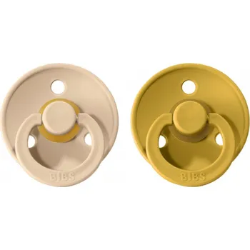 Bibs Dudlíky COLOUR Vanille/Mustard velikost 2, přír.kaučuk 2ks