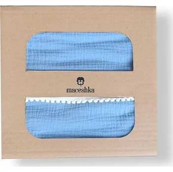 Povlečení Maceshka Mušelínové povlečení Nature s ozdobným okrajem, jean-pompony