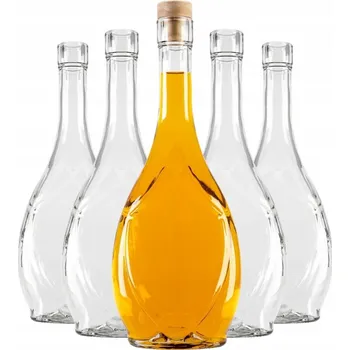 Glass Skleněná oválná vysoká láhev 500 ml se zátkou