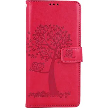 Pouzdro na mobilní telefon Pouzdro Xiaomi Redmi Note 12S knížkové Tmavě růžový strom sovičky (kryt neboli obal na Xiaomi Redmi Note 12S)