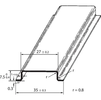 Rozvaděč SCHMACHTL Lišta DIN TS 35 INOX 35x7,5 neperforovaná nerez 2000mm PR-TS 35 INOX