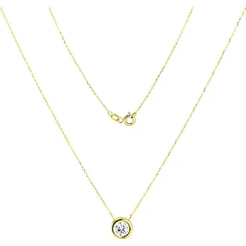 Náhrdelník GEMMAX Zlatý minimalistický náhrdelník se zirkonem ve stylu Solitér délka 42 cm – zlatý šperk ryzosti 585/1000 v Dárkovém balení s Certifikátem GLNYB-42-02735