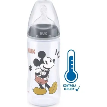 Kojenecká láhev Kojenecká láhev na učení NUK Disney Mickey s kontrolou teploty 300 ml šedá