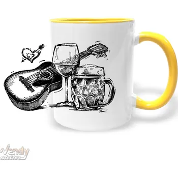 Hrnek Pivo - Víno - Zpěv Barva: Žlutá