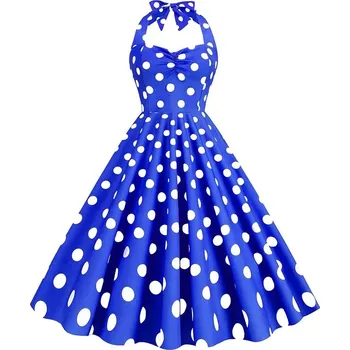 Dámské šaty Retro šaty s potiskem pin-up JW927 Velikost: S, Barva (Varianta): Modrá