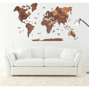 Enjoy the Wood 3D nástěnná dřevěná mapa World Map Oak Prime L