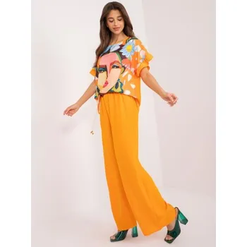 Dámské kalhoty Dámský komplet s krátkým rukávem oranžový