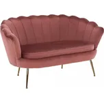 Lavice ve stylu Art-deco, růžová Velvet látka / gold chrom-zlatý, NOBLIN