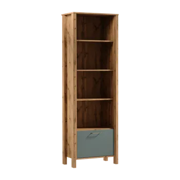 Knihovna Nábytek PEGAS s.r.o. Regál INDYGO R1K, Dub Wotan/Zelená