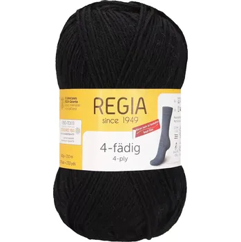 Příze Regia 4-Ply Uni 2066 Černá 210m/50g (Ponožková příze Regia Uni 4-Ply 2066 Black)